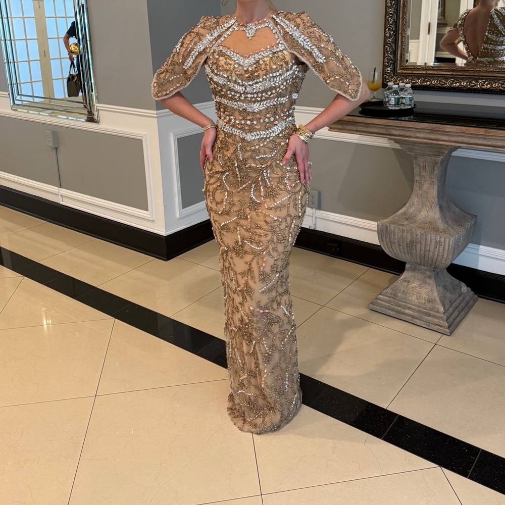 Gold Sequin Embellished Bodycon Dress
